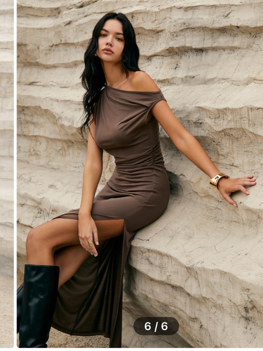 Commense asymmetrical One-Shoulder Side-Slit Maxi Dress - Picture 3 of 3